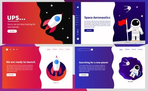 Set of 404 error web page design Stock Illustration