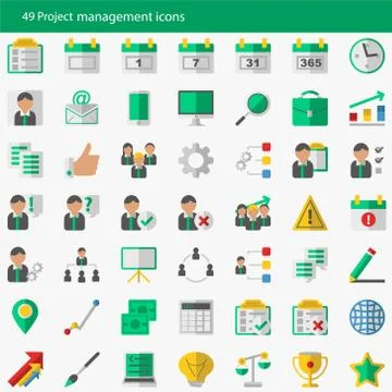 Set of 49 modern project management vector icons Illustrazione stock