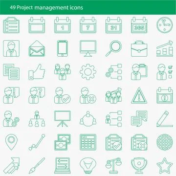 Set of 49 modern project management vector icons Stock Illustration