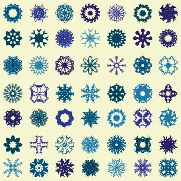 Set of 49 snowflakes Stock Illustration