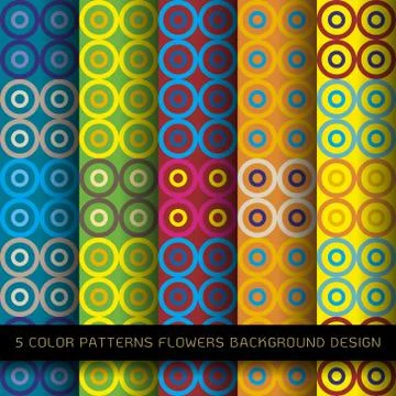 Set of 5 colors on background. vector wallpaper seamless circle pattern Stock Illustration