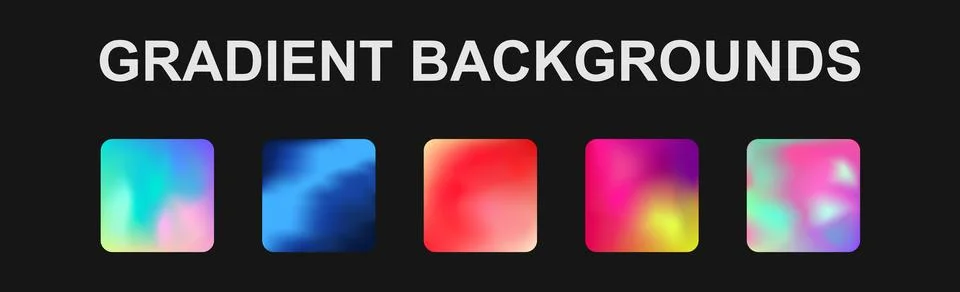 Set of 5 different gradient texture backgrounds - Vector イラスト素材
