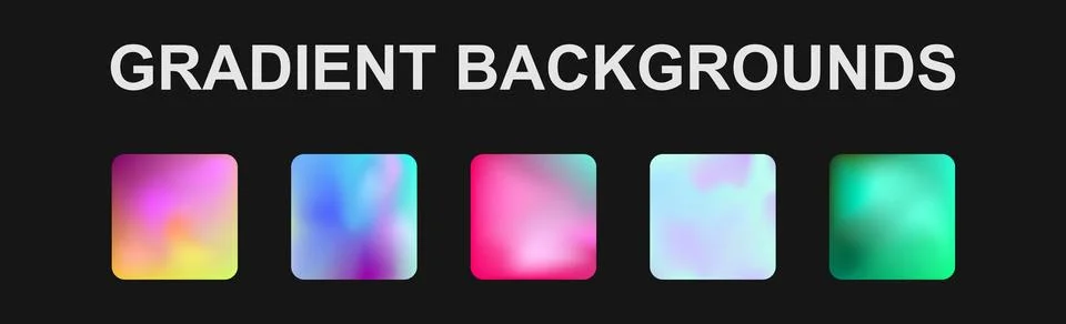 Set of 5 different gradient texture backgrounds - Vector イラスト素材