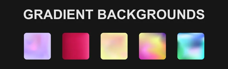 Set of 5 different gradient texture backgrounds - Vector Illustrazione stock