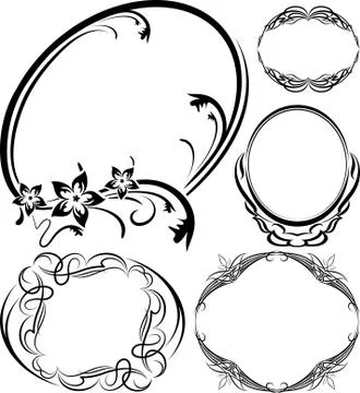 Set of 5 elegant oval frame. VECTOR Stock Illustration