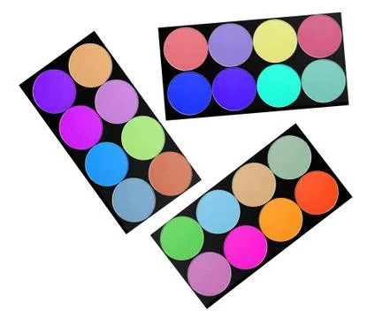 Set of 5 eyeshadows isolated on white background Stock Photos