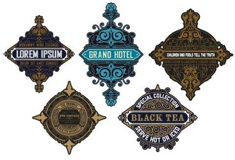 Set of 5 Logos or badges for packing Stock Illustration