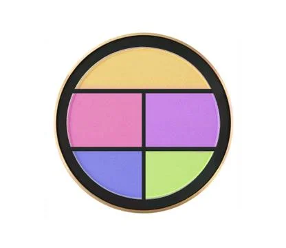 Set of 5 multicolored eye shadows isolated on white isolated on white backgro Foto stock