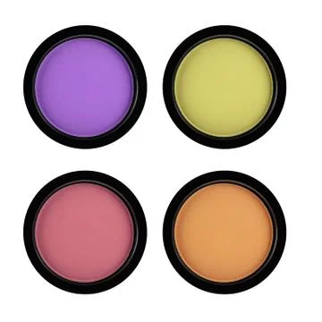 Set of 5 multicolored eye shadows isolated on white isolated on white backgro Photos