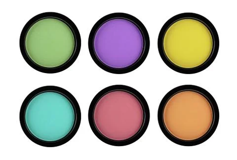 Set of 5 multicolored eye shadows isolated on white isolated on white backgro 写真素材