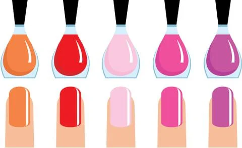 Set of 5 nail polish Stock Illustration