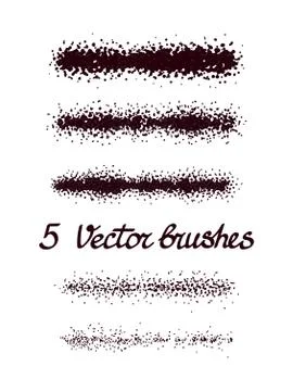 Set of 5 pieces grain edges. Grain borders.Vector brush strokes Stock Illustration