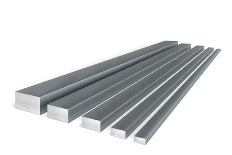 Set of 5 rectangular steel bars - 3D Stock Illustration
