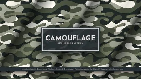 Set 5 Seamless Camouflage Patterns. War Illustration. Traditional Military Stock Illustration
