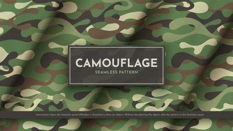 Set 5 Seamless Camouflage Patterns. War Illustration. Traditional Military Stock Illustration
