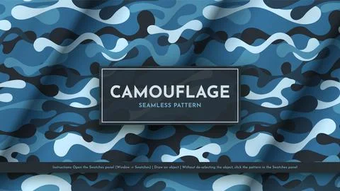 Set 5 Seamless Camouflage Patterns. War Illustration. Traditional Military Stock Illustration