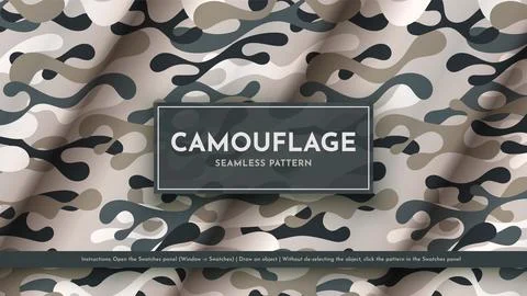 Set 5 Seamless Camouflage Patterns. War Illustration. Traditional Military Stock Illustration