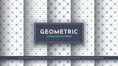 Set 5 Seamless Pattern. Geometric Illustration. Traditional Minimalistic Texture Illustrazione stock