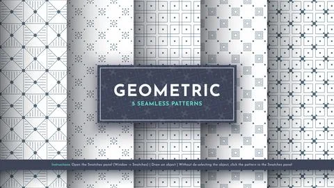 Set 5 Seamless Pattern. Geometric Illustration. Traditional Minimalistic Texture 스톡 일러스트