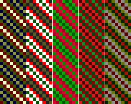Set of 5 seamless patterns in christmas colors Stock Illustration