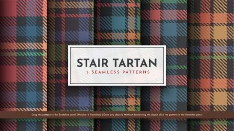 Set 5 Seamless Tartan Pattern. Traditional Scottish Texture. Fashionable Fabric 스톡 일러스트