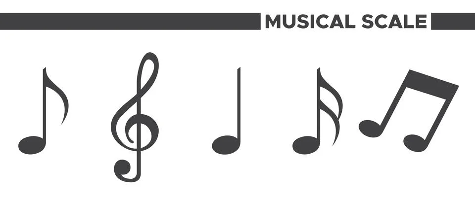 Set Of 5 Simple Musical Scale Icons Stock Illustration