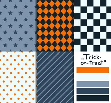 Set of 5 simple seamless geometric patterns Stock Illustration