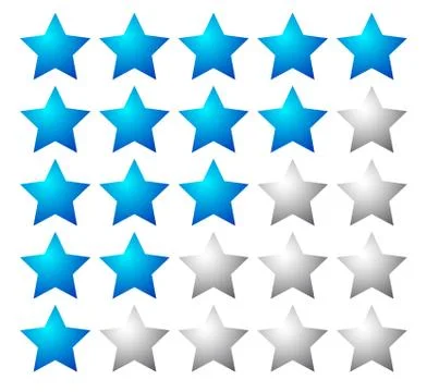 Set of 5 star rating elements starting from 1 star Stockillustratie