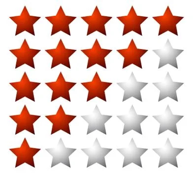 Set of 5 star rating elements starting from 1 star Stockillustratie