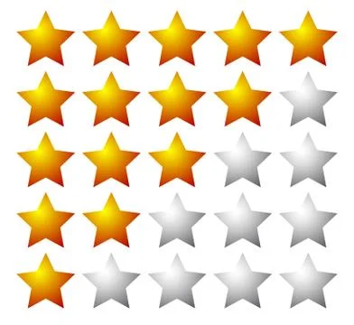 Set of 5 star rating elements starting from 1 star Stockillustratie