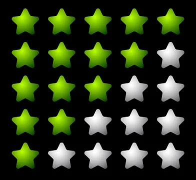 Set of 5 star rating elements starting from 1 star 库存插图