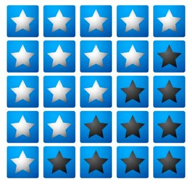 Set of 5 star rating elements starting from 1 star 스톡 일러스트