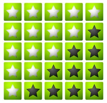 Set of 5 star rating elements starting from 1 star 스톡 일러스트