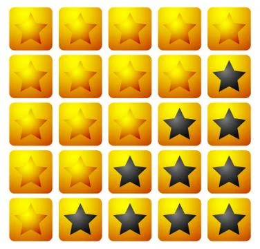 Set of 5 star rating elements starting from 1 star Stockillustratie