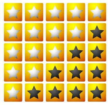 Set of 5 star rating elements starting from 1 star 库存插图