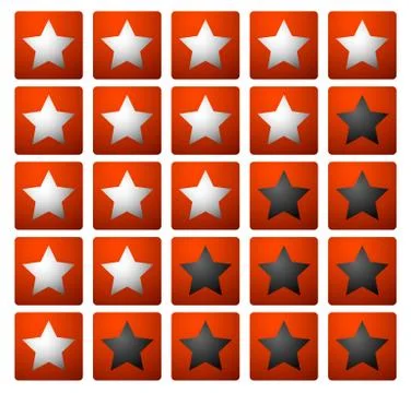 Set of 5 star rating elements starting from 1 star Stock Illustration