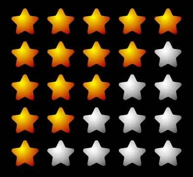 Set of 5 star rating elements starting from 1 star Stockillustratie