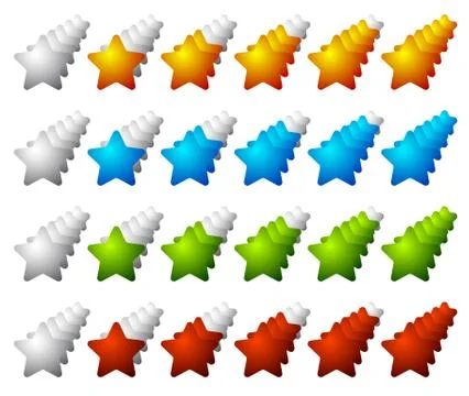 Set of 5 star rating elements starting from 1 star 스톡 일러스트