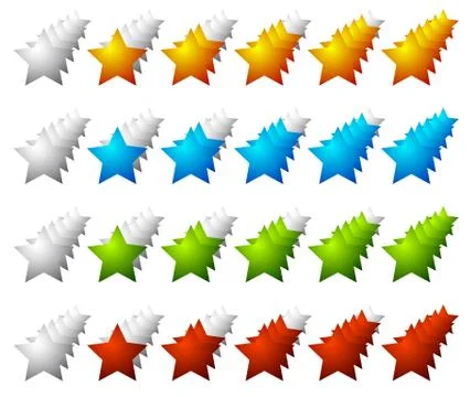 Set of 5 star rating elements starting from 1 star 库存插图