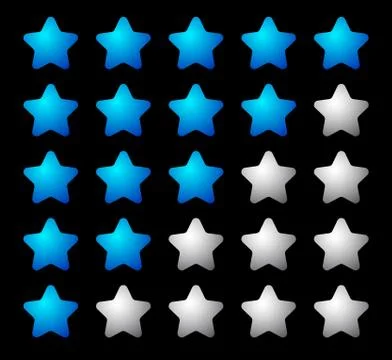 Set of 5 star rating elements starting from 1 star Stockillustratie