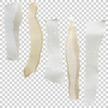 Set of 5 Torn Brown Cardboard Paper Strips Isolated Transparent PNG Stock Photos