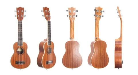 Set of 5 ukulele guitars Foto stock
