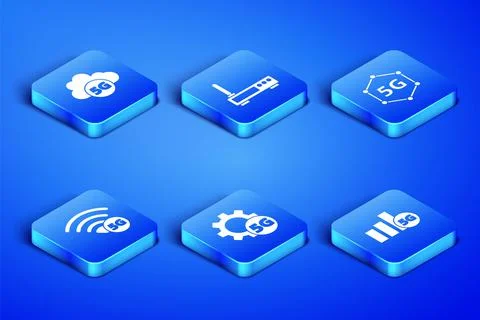 Set 5G network, Cloud, Setting, Router and wi-fi signal and icon. Vector 스톡 일러스트