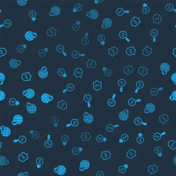 Set 5G network, Search, Protective shield and  on seamless pattern. Vector Stock Illustration