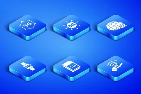 Set 5G network, Sim Card, Smart watch, and Globe icon. Vector 스톡 일러스트