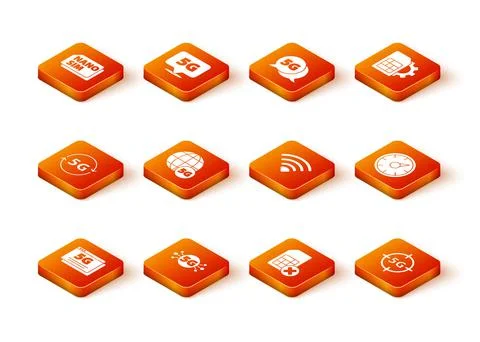 Set 5G network, Sim card rejected, Wi-Fi wireless,  and Digital speed meter i Stock Illustration