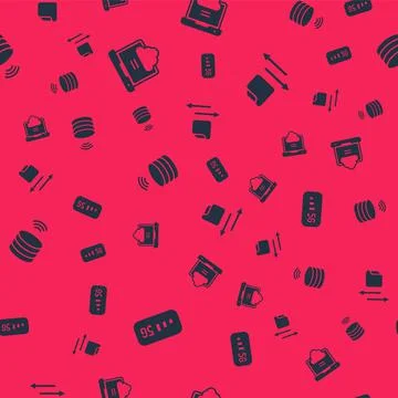 Set 5G wireless internet, Network cloud connection, Smart data server and Stock Illustration