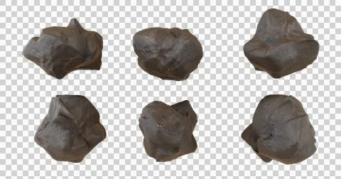 Set of 6 3D rendered stones for game design or other creative projects. Stock Photos