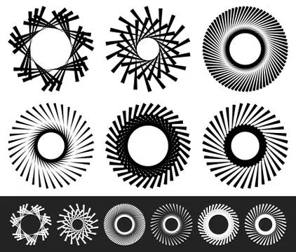 Set of 6 Abstract Circular, Rotating Elements Stock Illustration