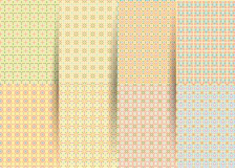 Set of 6 abstract seamless checkered geometric patterns. Vector yellow geomet Illustrazione stock